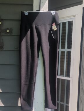 Black High-Waist Stretch Leggings Warm Fuzzy Padded Size 2 XL